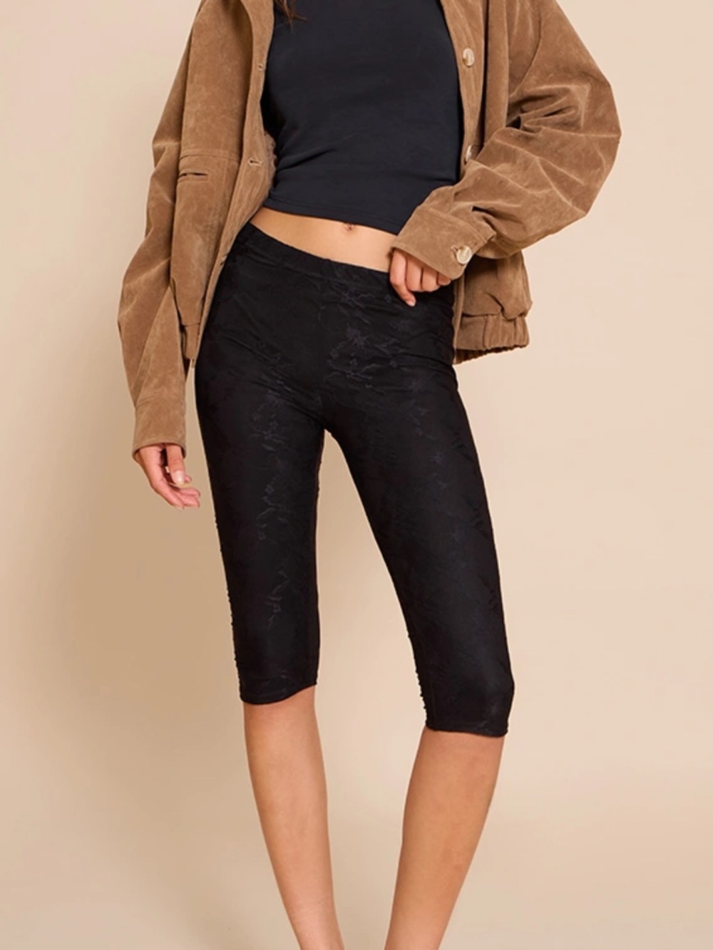 PrettyLittleThing Black High-Waist Capri Pants